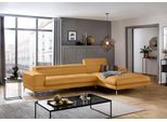 Ecksofa W.SCHILLIG "piedroo, Designsofa mit tollem Sitzkomfort, elegant und bequem, L-Form", gelb (kurkuma z69), B:343cm H:70cm T:193cm, Longlife Xtra-Leder Z69: Das feinnarbige, gedeckte Softleder Z69 besticht durch seine außergewöhnliche Weichheit im trendigen »Vintage-Look«, Hautstärke 0, 9 - 1, 1 mm, Sofas, Ecksofa, Kopfteilverstellung, wahlweise mit Sitztiefenverstellung, Breite 343cm