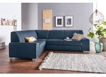 Ecksofa DOMO COLLECTION "Anzio in kubischer Formensprache, flache Armlehnen, L-Form", blau (dunkelblau), B:259cm H:85cm T:191cm, Sofas, Ecksofa, Wahlweise mit Bettfunktion und Federkern für hohen Sitzkomfort