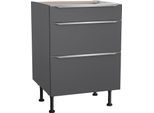 Unterschrank KOCHSTATION "KS-Aken", grau (anthrazit), B:60cm H:87cm T:58,4cm, Schränke, Unterschrank