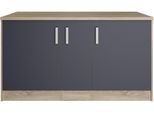 Kücheninsel KOCHSTATION "KS-Toronto", grau (küche: grau, front: anthrazit, korpus: eiche sonoma, arbeitsplatte: eiche sonoma), B:153cm H:85cm T:100cm, Komplettküchen-Sets, Kücheninsel, Breite 153 cm, MDF-Fronten, Flaschenregal