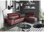 Ecksofa 3C CANDY "Greve modern und bequem, inkl. manueller Kopfteilverstellung, L-Form", rot, B:249cm H:79cm T:209cm, 100% Leder, Sofas, Ecksofa, wahlweise mit motorischem Sitzvorzug