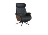 Relaxsessel FLEXLUX "Volden elektrischer Funktionsessel", schwarz (deep schwarz), B:81cm H:111cm T:90cm, Sessel, Relaxsessel, Größe M, Rücken & Fußteil elektrisch, Akku, Arml. Walnuss, Fuß Alu