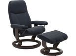 Relaxsessel STRESSLESS "Consul", blau (shadow blau paloma), B:85cm H:100cm T:77cm, Leder BATICK: BATICK ist ein leicht korrigiertes, durchgefärbtes und genarbtes Möbelleder, bei dem die meisten Unebenheiten und Spuren in der Regel entfernt wurden.;Leder PALOMA: PALOMA ist ein durchgefärbtes Semianilin-Möbelleder mit natürlicher Narbung.;ROHLEDER Stoff Q2 FARON: Ein fester zuverlässiger Bouclé mit