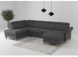 Wohnlandschaft HOME AFFAIRE "Glendale, U-Form", dunkelgrau, B:321cm H:84cm T:193cm, 95% Polyester, 5% Polyamid, Sofas, Wohnlandschaft, inkl. Kopfteilverstellung, wahlweise mit Vorziehsitz und Bettkasten