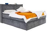 Boxspringbett HOME AFFAIRE "Sophielle, erhältlich in den Breite 160, 180 & 200cm", grau (dunkelgrau), B:166cm L:223cm, 100% PES, Komplettbetten, Boxspringbett, inkl. Topper und Taschen-Federkernmatratze