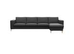 Ecksofa FLEXLUX "Fiore, super Sitzkomfort durch Kaltschaum im Sitz, L-Form", schwarz (deep schwarz), B:295cm H:85cm T:159cm, Sofas, Ecksofa, breite Armlehnen, Füße Alu+ Eiche