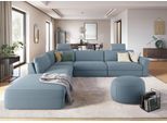 Ecksofa SIT & MORE "Cadabra L-Form", blau (hellblau), B:356cm H:80cm T:292cm, Samtoptik (100% Polyester);Soft clean (98% Polyester, 2% Polyamid);Struktur fein (100% Polyester), Sofas, Ecksofa, Breite 356 cm, mit Sitztiefenverstellung