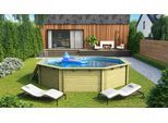 Achteckpool KARIBU "PALERMO Set B BxLxH: 547x547x124 cm", braun, B:547cm H:124cm L:547cm Ø:592cm, Schwimmbecken, Achteckpool, 38 mm starke kesseldruckimprägnierte Holzbohlen aus Fichtenholz