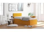 Boxspringbett, gelb (sonnengelb), B:105cm L:210cm, Bezug: 100% Polyester;Polsterwatte: 100% Polyester, WESTFALIA SCHLAFKOMFORT, Komplettbetten, Boxspringbett, mit Zierkissen, wahlweise mit Topper