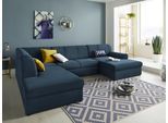 Wohnlandschaft DOMO COLLECTION "Topper, elegant & zeitlos, Breite 320cm, komfortabel, U-Form", blau (dunkelblau), B:320cm H:78cm T:213cm, Sofas, Wohnlandschaft, wahlweise mit Bettfunktion