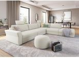 Ecksofa SIT & MORE "Cadabra L-Form", beige (creme), B:356cm H:80cm T:292cm, Samtoptik (100% Polyester);Soft clean (98% Polyester, 2% Polyamid);Struktur fein (100% Polyester), Sofas, Ecksofa, Breite 356 cm, mit Sitztiefenverstellung