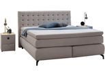 Boxspringbett JOCKENHÖFER GRUPPE "Jessica inklusive 9cm Kaltschaum-Topper", grau (hellgrau 474, 09), B:192cm L:214cm, Bezug Bett: 100% Polyester;Topper und Matratzenspiegel: 100% Polyester, Komplettbetten, Boxspringbett, und 7-Zonen-TTFK-Matratze (H3,H3/H4 oder H4), Liegefläche 180x200cm