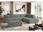 Ecksofa HOME AFFAIRE "FOLLINA", grau (hellgrau), B:325cm H:71cm T:228cm, 100% Polyester, Sofas, Ecksofa, L-Form, mit klassischer Chesterfield-Knopfheftung