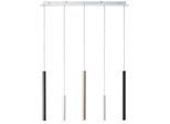 BRILLIANT Pendelleuchte "Cembalo", schwarz (alu, schwarz, braun), 5, H: 120cm, 1 Stk., Leuchten, LED Hängelampe 5flg alu/schwarz/braun, Pendelleuchte