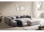 Ecksofa "PIARA XXL, L-Form, Schlaffunktion, Cord, Leinenoptik o. Strukturstoff", grau (silbergrau), B:288cm H:66cm T:198cm, 100% Polyester, LEGER HOME BY LENA GERCKE, Sofas, Ecksofa, Hocker stellbar zum Schlafsofa (Krokodilverbinder), tiefe Sitzfläche