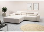 Ecksofa 3C CANDY "Denver auch mit Cord- und Easy care-Bezug, Kopfteilverstellung L-Form", weiß, B:258cm H:68cm T:217cm, 95% Polyester, 5% Nylon, Sofas, Ecksofa, wahlweise. mit motorischer Sitztiefenverstellung