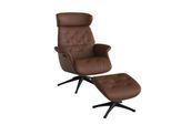 Relaxsessel FLEXLUX "Volden Fernsehsessel, verstellbarer Rücken- & Kopfstütze, drehbar", braun (old chesnut braun), B:83cm H:112cm T:125cm, 100% Echteder, Sessel, Relaxsessel, Rücken- und Kopfteilverstellung, Drehbar, Fuß Schwarz Armlehne Walnuss