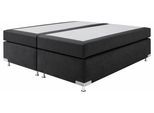 Boxspringbett "Holland", schwarz, B:182cm L:201cm, Microvelours (100% Polyester), WESTFALIA SCHLAFKOMFORT, Komplettbetten, Boxspringbett, ohne Kopfteil, frei im Raum stellbar