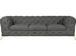 Chesterfield-Sofa HOME AFFAIRE "Amaury", grau, B:243cm H:75cm T:99cm, Struktur (100% Polyester9;Samtoptik (100% Polyester), Sofas, Chesterfield-Sofa, aufwändige Knopfheftung, moderne Chesterfield Optik, Fußfarbe wählbar