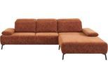 Ecksofa HOME AFFAIRE "Liora, L-Form mit verstellbarem Kopfteil, Breite 291 cm", braun (rusty), B:291cm H:83cm T:218cm, 5, 9% Viskose, 34, 4% Polyacryl, 59, 7% Polyester, Sofas, Ecksofa, klappbare Armlehne, Tonnentaschenfederkern&saugroboterfreundliche Höhe