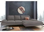 Ecksofa W.SCHILLIG "enjoy&MORE, Designsofa, elegant und bequem, L-Form", grau (grau r66), B:310cm H:87cm T:185cm, Chenille-Flachgewebe R66 (85% Polyester, 15% Nylon);Longlife Xtra-Leder Z59: Glattleder mit modischer Prägung. Hautstärke 0, 9 - 1, 1 mm;Stoff S37 (100% Polyester), Sofas, Ecksofa, Sitztiefenverstellung, Füße schwarz pulverbeschichtet, Breite 310 cm
