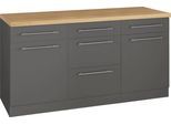 Unterschrank WIHO KÜCHEN "Unna", grau (front und korpus: anthrazit, arbeitsplatte: sonoma eiche), B:150cm H:85cm T:60cm, Schränke, Unterschrank, 150 cm breit