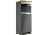 Backofen/Kühlumbauschrank KOCHSTATION "KS-Milan", grau (grau hochglanz), B:60cm H:166cm T:60cm, MDF, Schränke, Backofen/Kühlumbauschrank, Ofen-/Kühlschrankumbau 60 cm, matt oder hochglänzend