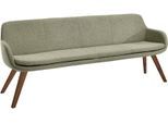 Essbank MUSTERRING "Tavia", grün (oliv, wild, nussbaum), B:200cm H:87cm T:66cm, 100% PES, Sitzbänke, Essbank, Stativgestell Wildnussbaum massiv geölt, Breite 180, 200 oder 220 cm