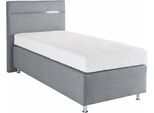 Boxspringbett, grau (strukturstoff grau), mit LED-Beleuchtung, Liegefläche B/L: 90cm x 200cm, H2 + H2, 7-Zonen-Kaltschaummatratze, Bezug Unterbox und Kopfteil: Strukturstoff (77% Polyester und 23% Viskose);Bezug Obermatratze 100% Polyester, waschbar bis 60C, WESTFALIA SCHLAFKOMFORT, Komplettbetten, Boxspringbett, wahlweise mit LED-Beleuchtung