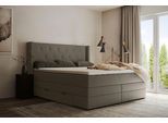 Boxspringbett HOME AFFAIRE "Elegance", grau, B:161cm L:210cm, Samtoptik (100% Polyester);Struktur (100% Polyester), Komplettbetten, Boxspringbett, mit schöner Knopfheftung, in den Härtegraden H2 & H3, inkl. Schubladen