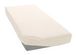 Spannbettlaken BELLANA "Jersey Zwirn-Elasthan", beige, B:90cm L:200cm, Jersey-Elasthan, Obermaterial: 97% Baumwolle, 3% Elasthan, Bettlaken, Spannbettlaken, für Topper bis 10 cm Höhe