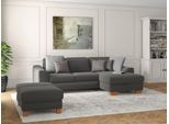 Ecksofa SIT & MORE "Dundee L-Form", grau, B:264cm H:86cm T:175cm, Sofas, Ecksofa, mit Federkern und Massivholzfüßen, wahlweise mit Kopfteilverstellung