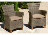 Gartensessel MERXX "Toskana", grau (grau, braun), B:65cm H:90cm T:64cm, Obermaterial: 100% Polyester. Füllung: 100% Polyurethan, Sessel, Gartensessel, 2er Set, Polyrattan/Non-Wood, grau-braun