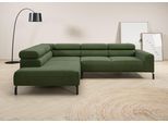 Ecksofa HOME AFFAIRE "Antonelli, L-Form, inkl. Kopfteilverstellung, Breite 276 cm", grün (oliv), B:276cm H:71cm T:219cm, 95% Polyester, 5% Nylon, Sofas, Ecksofa, mit elektrischer Sitztiefenverstellung, in Feincord, oliv