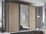 Schwebetürenschrank STAUD "Sinfonie Plus, edles Design in hochwertiger Qualität, Made in Germany", braun (sonoma eiche), B:249cm H:222cm T:68cm, Holzwerkstoff, Schränke, Schwebetürenschrank, Mit Spiegeltür und vier verschiedenen Ausstattungsvarianten