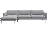 Ecksofa FLEXLUX "Bolzano, elegant und bequem, L-Form", grau (sophisto grau), B:294cm H:61cm T:165cm, 100% Polyester, Sofas, Ecksofa, Sitzaufbau mit Kaltschaum & Stahl-Wellen, loose Sitz -& Rückenkissen