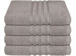 Handtücher SCHIESSER "Milano aus 100% Baumwolle mit eleganter Bordüre in Hoch-Tief-Optik", grau (hellgrau), B:50cm L:100cm, Frottier, Frottier, Handtücher, Handtücher, Made in Green
