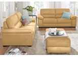 Polstergarnitur CALIA ITALIA "Gaia, hochwertige Garnitur aus 2-Sitzer & 3-Sitzer im edlen Design", gelb (mostaza), Luxus-Microfaser GINEVRA, Luxus-Microfaser Ginevra (100% Polyester), Sitzmöbel-Sets, Polstergarnitur, aus pflegeleichtem Luxus-Microfaser Ginevra Hydro Care