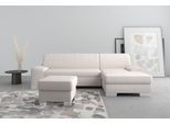 Ecksofa DOMO COLLECTION "Anzio L-Form, whlw. Bettfunktion, Federkern, hochwertig, Breite 271 cm", beige (creme), B:271cm H:85cm T:160cm, Sofas, Ecksofa, Ohne Bettfunktion, Recamiere rechts, Chenille-Struktur, creme
