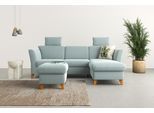 Ecksofa HOME AFFAIRE "Trelleborg L-Form", blau (aqua), B:249cm H:86cm T:162cm, 100% Polyester, Sofas, Ecksofa, Federkern-Polsterung, wahlweise mit Bettfunktion und Bettkasten