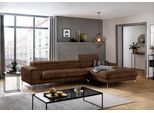 Ecksofa W.SCHILLIG "piedroo, Designsofa mit tollem Sitzkomfort, bequem und elegant, L-Form", braun (chocolate s37), B:343cm H:70cm T:193cm, Stoff S37 (100% Polyester): Luxus-Microfaser in Lederoptik, Sofas, Ecksofa, Kopfteilverstellung, wahlweise mit Sitztiefenverstellung, Breite 343cm