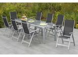 Garten-Essgruppe MERXX "Carrara", schwarz (silber, schwarz), Polyester, Aluminium, Polyester, Sitzmöbel-Sets, Garten-Essgruppe