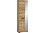 Garderobenschrank HOME AFFAIRE "SIENA, Höhe 197cm, 2 Türen, 4 Einlegeböden, ausziehbare Kleiderstange", braun (eichefarben, weiß hochglanz), B:62cm H:197cm T:37cm, FSC-zertifizierter Holzwerkstoff, Schränke, Garderobenschrank, Stauraumschrank, Flurschrank, Dielenschrank