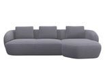 Wohnlandschaft FLEXLUX "Torino, rund, L-Form, Sofa-Ecke mit Recamiere, Longchair-Sofa", grau (steel), B:276cm H:85cm T:146cm, Sofas, Wohnlandschaft, Modernes, organisches Sofa-Design, Kaltschaum, Wellenunterfederung