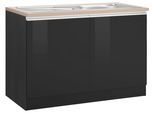 Spülenschrank KOCHSTATION "KS-Ohio", grau (grau hochglanz, grafit), B:120cm H:85cm T:60cm, Schränke, Spülenschrank, Breite 120 cm
