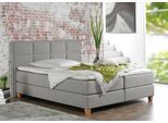 Boxspringbett HOME AFFAIRE "Casey", grau (silbergrau), B:111cm L:209cm, Struktur fein (100% Polyester), Komplettbetten, Boxspringbett, in 5 Breiten, 3 Ausführungen, 2 Härtegraden, Steppung, Topper