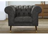 Chesterfield-Sessel HOME AFFAIRE "Tinnum Sessel", grau (anthrazit), B:106cm H:77cm T:87cm, Luxus-Microfaser Vintageoptik (66% PU, 27% Polyester, 7% Baumwolle);Struktur weich( 97% Polyester, 3% Polyacryl), Sessel, Chesterfield-Sessel
