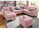 Wohnlandschaft HOME AFFAIRE "Earl U-Form", rosa (flamingo), B:292cm H:80cm T:204cm, Struktur fein (100% Polyester);Luxus-Microfaser ALTARA NUBUCK (100% Polyester);Luxus-Microfaser in Lederoptik (100% Polyester), Sofas, Wohnlandschaft, wahlweise auch mit Bettfunktion oder Bettfunktion mit Bettkasten