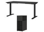 Büromöbel-Set GERMANIA "Mailand", grau (gaphit), Schreibtisch Breite 140cm Holzwerkstoff Metall, Holzwerkstoff, Metall, Arbeitsmöbel-Sets, Büromöbel-Set, inkl. Schreibtisch und Raumteiler