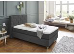 Boxspringbett, grau (charcoal), B:135cm L:210cm, Bezug Bett: Feinstruktur 100% Polyester;Bezug Bonnell-Federkernmatratze: 100% Polyester;Bezug Kaltschaummatratze: 100% Polyester;Bezug Tonnentaschenfederkernmatratze: 80% Baumwolle, 20%Polyester;Topper: Komfortschaum mit Bezug 100% Polyester, WESTFALIA SCHLAFKOMFORT, Komplettbetten, Boxspringbett, mit Topper